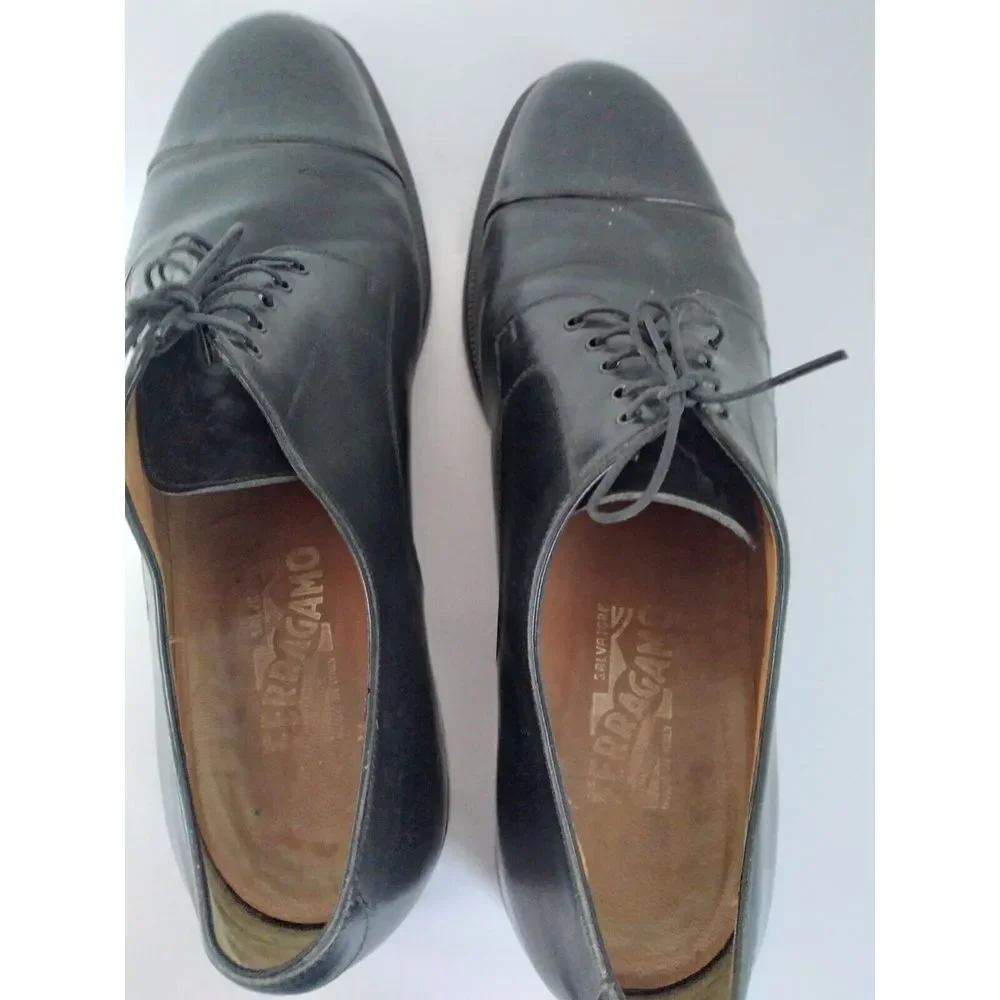 Salvatore Ferragamo‎ Leather Dress Shoes Cap Toe Oxfords Black